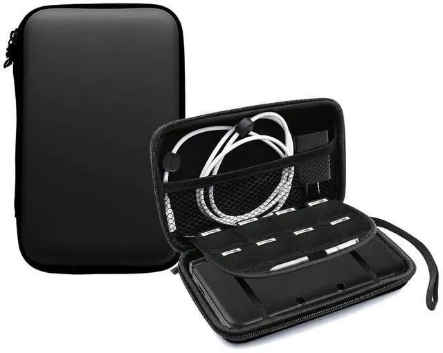 Main image of 3DS Carrying Case, EVA Hard Shell Travel Case with 8 Game Card Slots, Detachable Hand Wrist Strap, Waterproof Shockproof Protective Storage for New 3DS, 3DS, 2DS XL or DSi, DS Lite, Black