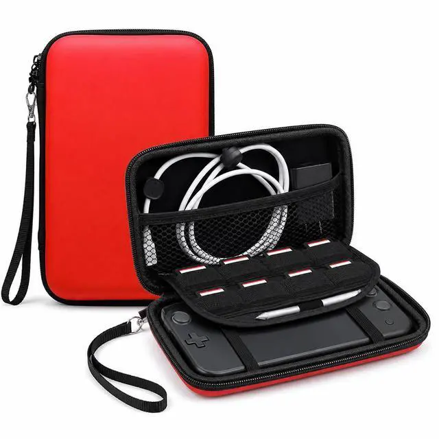 Main image of 3DS Carrying Case, EVA Hard Shell Travel Case with 8 Game Card Slots, Detachable Hand Wrist Strap, Waterproof Shockproof Protective Storage for New 3DS, 3DS, 2DS XL or DSi, DS Lite, Black Red