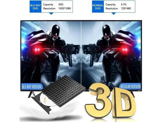 Alt view image 3 of 7 - BONAEVER External Blu-ray Drive Blu-ray Burner 6X Compatible with BD DVD CD Drive Portable Bluray Drive 100GB Slimline External Blu ray Drive usb 3.0 Type-C Port for Windows XP/7/8/10for Mac PC