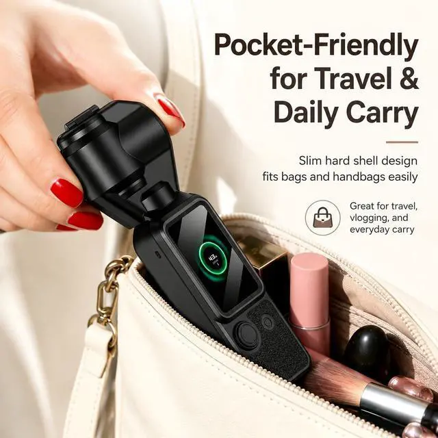 Alt view image 4 of 7 - Hard Shell Case Compatible with DJI Osmo Pocket 4, Magnetic Cover | PC magnetic cover with screen and lens protectors, wrist strap, anti-fingerprint finish, flip-open shooting for travel vlogs