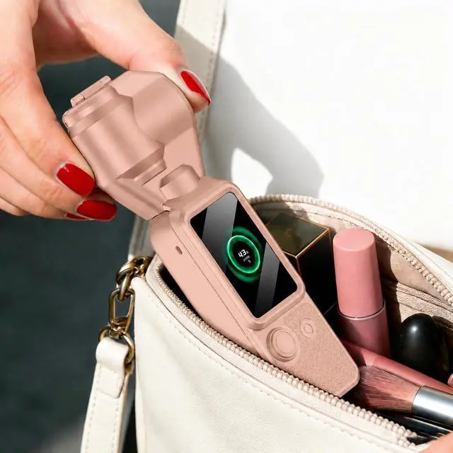 Alt view image 4 of 6 - Hard Shell Case Compatible with DJI Osmo Pocket 4, Magnetic Cover | PC magnetic cover with screen and lens protectors, wrist strap, anti-fingerprint finish, flip-open shooting for travel vlogs Pink
