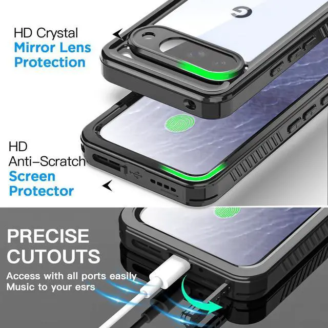 Alt view image 5 of 7 - Waterproof Case for Google Pixel 11 with Built-in Screen Protector | Clear Water Proof Shockproof Dustproof Snowproof Full Body Rugged Transparent Underwater Phone Cover with Lanyard
