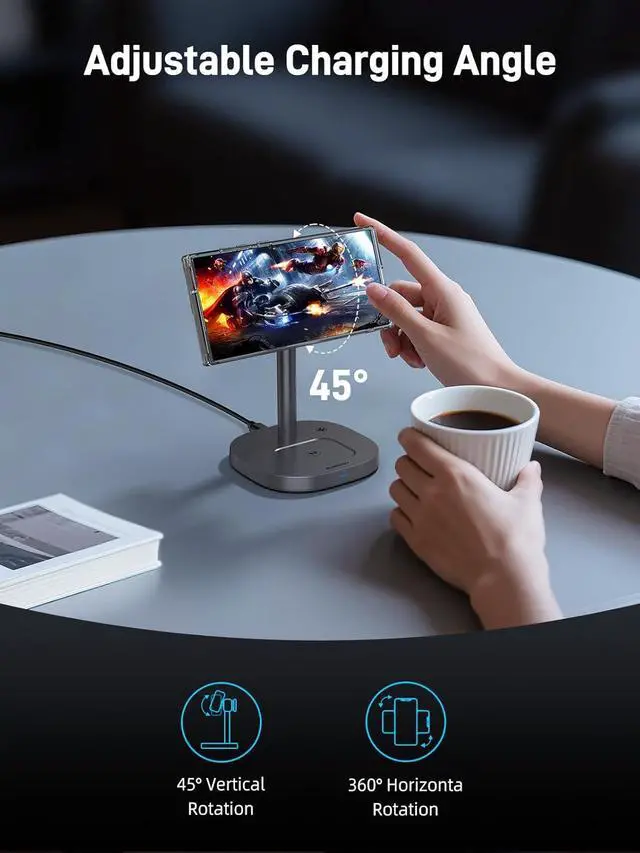 Alt view image 5 of 7 - Magnetic Wireless Charger for Samsung Galaxy Z Fold8, Galaxy Flip8 | Qi2 Android Charger, Nightstand Charging Station for Samsung Phones, Galaxy Watch (Not for Apple Watch, with TEC Cooling Fan)