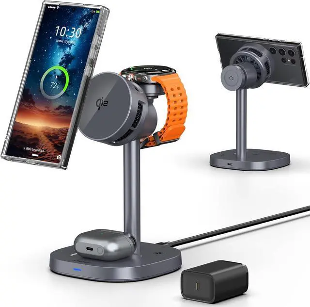 Main image of Magnetic Wireless Charger for Samsung Galaxy Z Fold8, Galaxy Flip8 | Qi2 Android Charger, Nightstand Charging Station for Samsung Phones, Galaxy Watch (Not for Apple Watch, with TEC Cooling Fan)