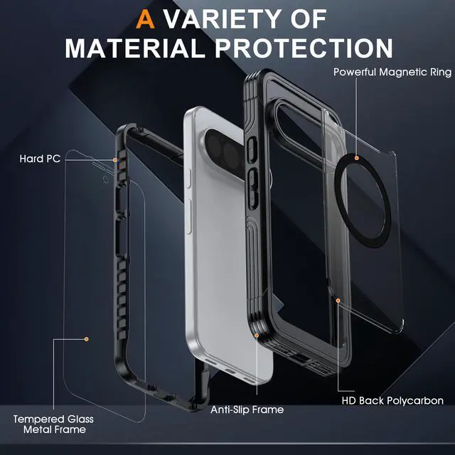 Alt view image 5 of 7 - Magnetic Case for Google Pixel 11/11 Pro/10/10 Pro/9/9 Pro Case Magsafe with Screen Protector Camera Protection, Shockproof Dustproof Anti Slip Silicone Edge Clear Back Mag Phone Case Cover