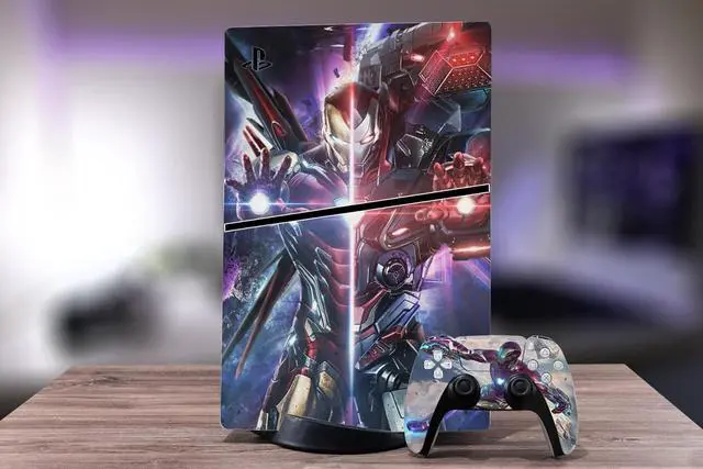 Alt view image 6 of 6 - Vinyl Skin Compatible with PS5 Slim Disc Edition| Console and Controller Accessories Cover Skins Controller Skin Gift Skins for Console Full Set Skin