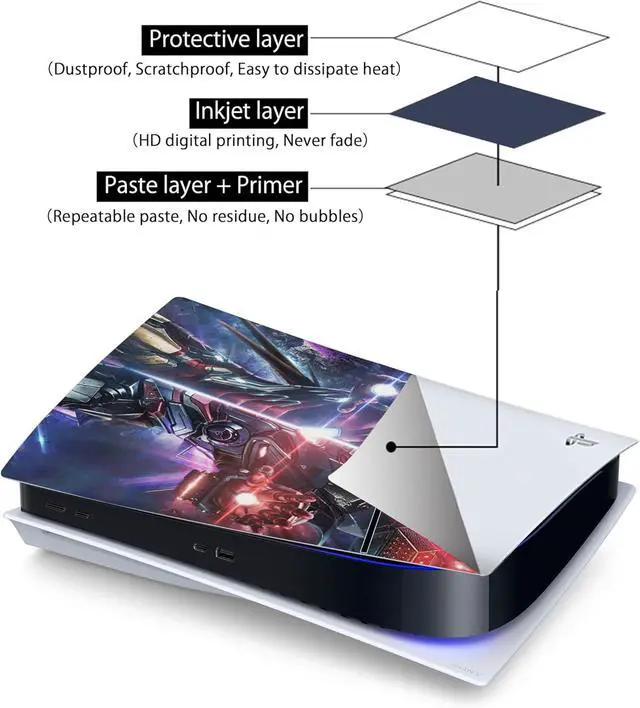Alt view image 4 of 6 - Vinyl Skin Compatible with PS5 Slim Disc Edition| Console and Controller Accessories Cover Skins Controller Skin Gift Skins for Console Full Set Skin