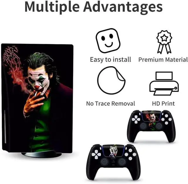 Alt view image 3 of 6 - Skin Compatible with PS5 Disc Edition Console and Controller Accessories Cover Skins Controller Skin Gift Skins for Console Full Set Skin Black