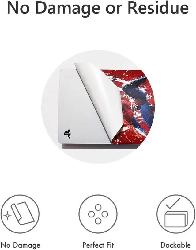 Alt view image 4 of 6 - Skin Compatible with PS5 Disc Edition Console and Controller Accessories Cover Skins Controller Skin Gift Skins for Console Full Set Skin Black