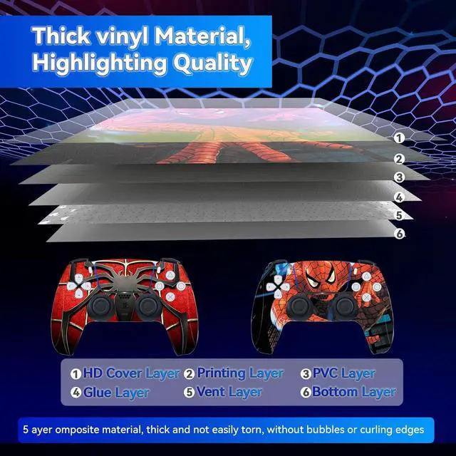Alt view image 6 of 7 - Decal Skin for PS5 Pro Digital Edition Console and Controllers, PS5 Pro Digital Console Accessories, Vinyl Skin Stickers for PS5 Pro Digital Edition