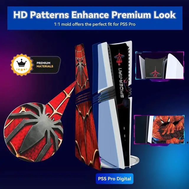 Alt view image 3 of 7 - Decal Skin for PS5 Pro Digital Edition Console and Controllers, PS5 Pro Digital Console Accessories, Vinyl Skin Stickers for PS5 Pro Digital Edition