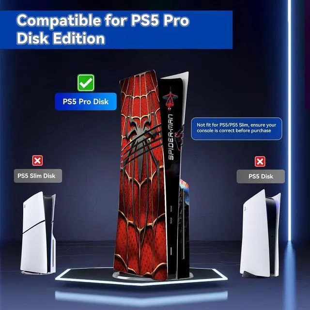Alt view image 2 of 6 - Decal Skin for PS5 Pro Disc Edition Console and Controllers, PS5 Pro Disc Console Accessories, Vinyl Skin Stickers for PS5 Pro Disc Edition
