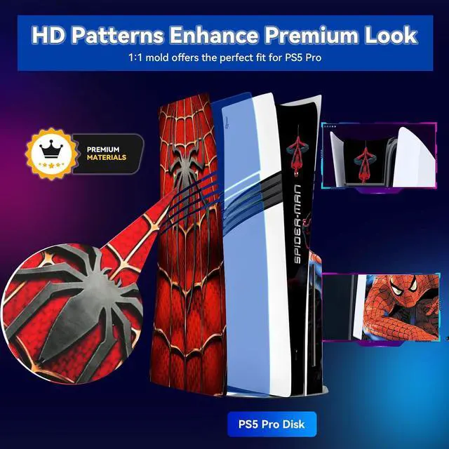 Alt view image 3 of 6 - Decal Skin for PS5 Pro Disc Edition Console and Controllers, PS5 Pro Disc Console Accessories, Vinyl Skin Stickers for PS5 Pro Disc Edition