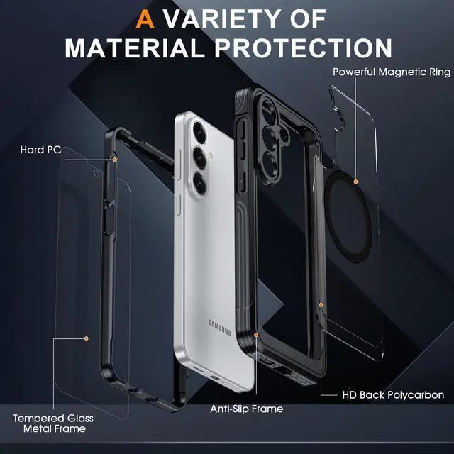 Alt view image 6 of 7 - Magnetic Case for Samsung Galaxy S26 FE, Compatible MagSafe, Galaxy S26 FE Magnetic Cover Built-in Transparent Screen Protector and Camera Protection, Full Body Case for Samsung S26 FE