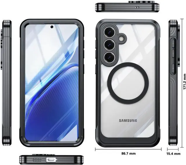 Alt view image 7 of 7 - Magnetic Case for Samsung Galaxy S26 FE, Compatible MagSafe, Galaxy S26 FE Magnetic Cover Built-in Transparent Screen Protector and Camera Protection, Full Body Case for Samsung S26 FE