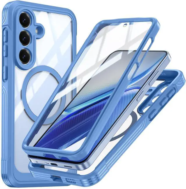 Main image of Magnetic Case for Samsung Galaxy S26 FE, Compatible MagSafe, Galaxy S26 FE Magnetic Cover Built-in Transparent Screen Protector and Camera Protection, Full Body Case for Samsung S26 FE Blue