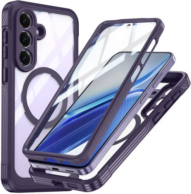 Main image of Magnetic Case for Samsung Galaxy S26 FE, Compatible MagSafe, Galaxy S26 FE Magnetic Cover Built-in Transparent Screen Protector and Camera Protection, Full Body Case for Samsung S26 FE Purple