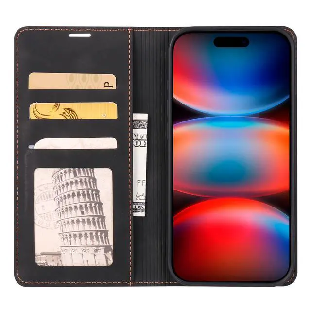 Alt view image 3 of 7 - Case for iPhone 18 Pro Max / iPhone 17 Pro Max, Premium PU Leather Phone Cover with Card Holder Stand, Shockproof Flip Wallet Cover