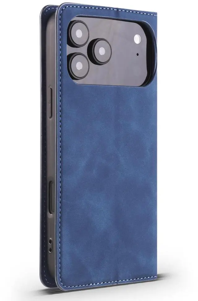Alt view image 6 of 7 - Case for iPhone 18 Pro Max / iPhone 17 Pro Max, Premium PU Leather Phone Cover with Card Holder Stand, Shockproof Flip Wallet Cover Blue