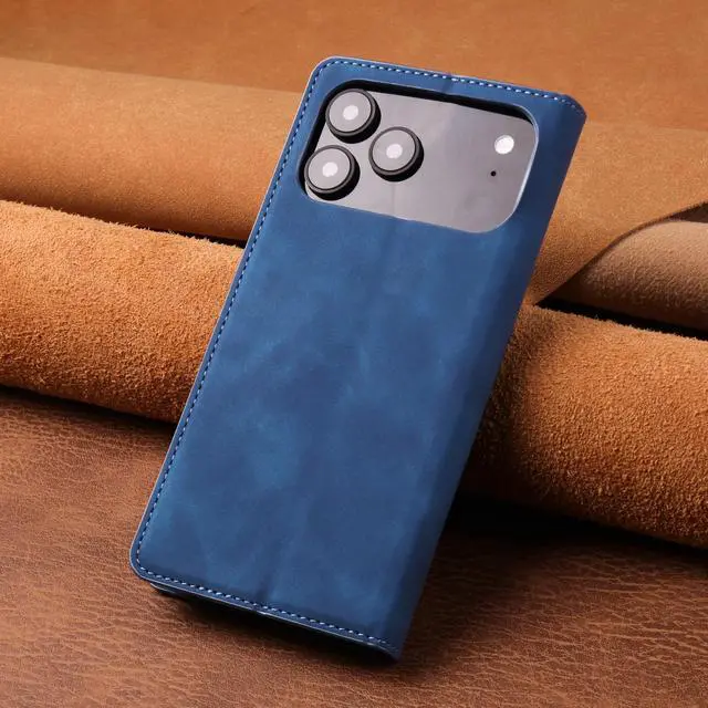 Alt view image 4 of 7 - Case for iPhone 18 Pro Max / iPhone 17 Pro Max, Premium PU Leather Phone Cover with Card Holder Stand, Shockproof Flip Wallet Cover Blue