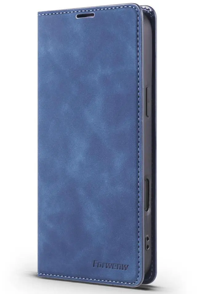 Alt view image 7 of 7 - Case for iPhone 18 Pro Max / iPhone 17 Pro Max, Premium PU Leather Phone Cover with Card Holder Stand, Shockproof Flip Wallet Cover Blue