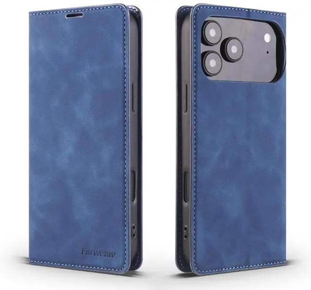 Main image of Case for iPhone 18 Pro Max / iPhone 17 Pro Max, Premium PU Leather Phone Cover with Card Holder Stand, Shockproof Flip Wallet Cover Blue