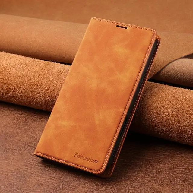 Alt view image 7 of 7 - Case for iPhone 18 Pro / iPhone 17 Pro, Premium PU Leather Phone Cover with Card Holder Stand, Shockproof Flip Wallet Cover Brown