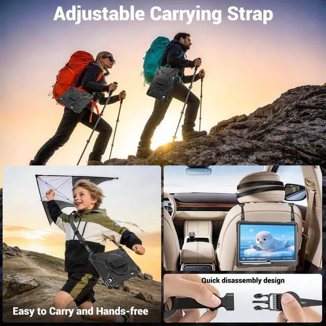 Alt view image 5 of 7 - Case for Samsung Galaxy Tab S12 Plus 12.4 inch 2026 SM-X840 SM-X846N SM-X848U SM-X846B SM-X846E Shockproof Cover with Rotating Stand/Shoulder Strap/Universal Stylus Pen