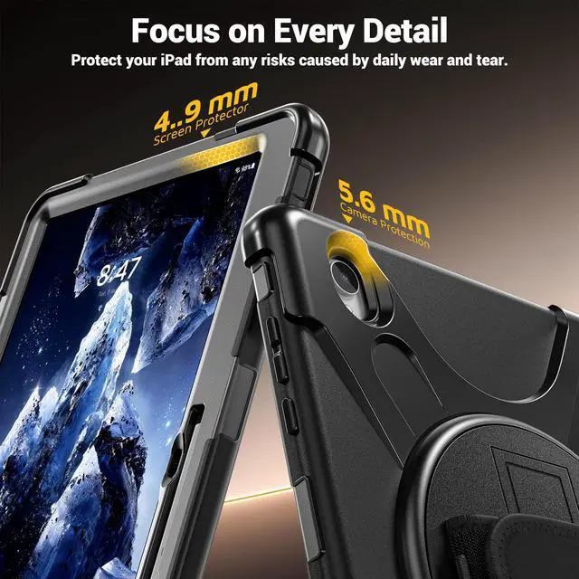 Alt view image 7 of 7 - Case for Samsung Galaxy Tab S12 Plus 12.4 inch 2026 SM-X840 SM-X846N SM-X848U SM-X846B SM-X846E Shockproof Cover with Rotating Stand/Shoulder Strap/Universal Stylus Pen