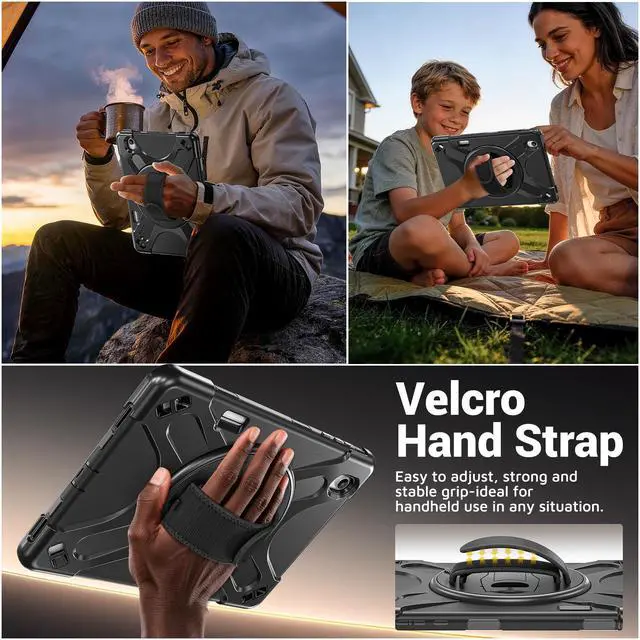 Alt view image 4 of 7 - Case for Samsung Galaxy Tab S12 Plus 12.4 inch 2026 SM-X840 SM-X846N SM-X848U SM-X846B SM-X846E Shockproof Cover with Rotating Stand/Shoulder Strap/Universal Stylus Pen