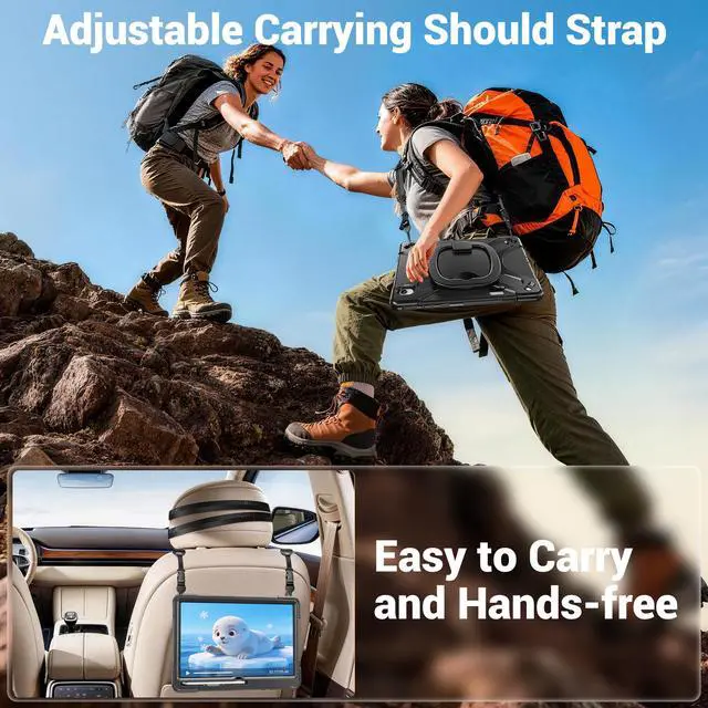 Alt view image 6 of 7 - Case for Samsung Galaxy Tab S12 Plus 12.4 inch 2026 SM-X840 SM-X846N SM-X848U SM-X846B SM-X846E Protective Shockproof Cover with Rotating Stand and /Shoulder Strap