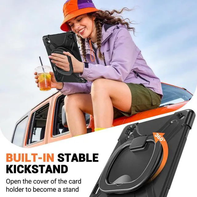 Alt view image 4 of 7 - Case for Samsung Galaxy Tab S12 Plus 12.4 inch 2026 SM-X840 SM-X846N SM-X848U SM-X846B SM-X846E Protective Shockproof Cover with Rotating Stand and /Shoulder Strap