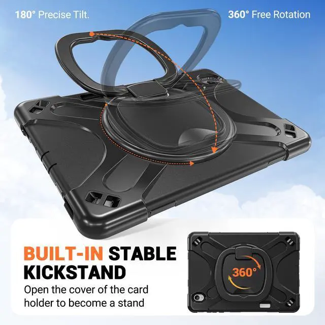 Alt view image 5 of 7 - Case for Samsung Galaxy Tab S12 Plus 12.4 inch 2026 SM-X840 SM-X846N SM-X848U SM-X846B SM-X846E Protective Shockproof Cover with Rotating Stand and /Shoulder Strap