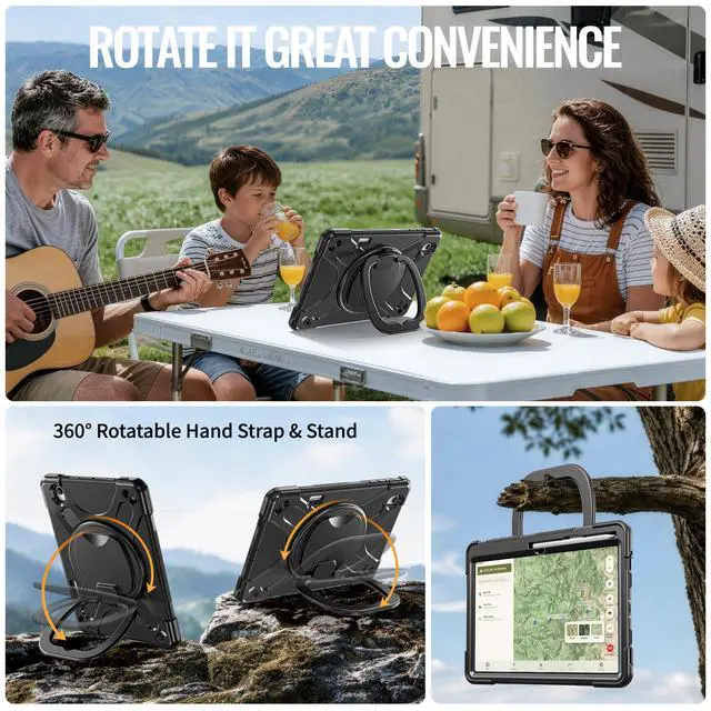 Alt view image 3 of 7 - Case for Samsung Galaxy Tab S12 Plus 12.4 inch 2026 SM-X840 SM-X846N SM-X848U SM-X846B SM-X846E Protective Shockproof Cover with Rotating Stand and /Shoulder Strap
