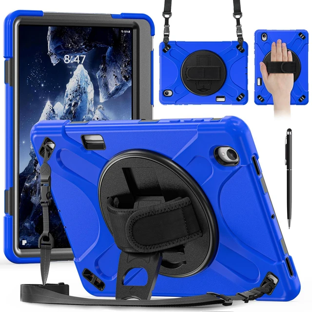 Main image of Case for Samsung Galaxy Tab S12 Plus 12.4 inch 2026 SM-X840 SM-X846N SM-X848U SM-X846B SM-X846E Shockproof Cover with Rotating Stand/Shoulder Strap/Universal Stylus Pen Blue