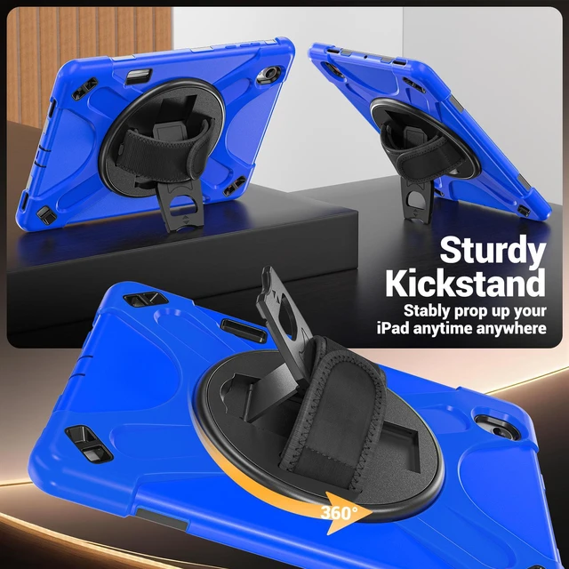 Alt view image 4 of 7 - Case for Samsung Galaxy Tab S12 Plus 12.4 inch 2026 SM-X840 SM-X846N SM-X848U SM-X846B SM-X846E Shockproof Cover with Rotating Stand/Shoulder Strap/Universal Stylus Pen Blue