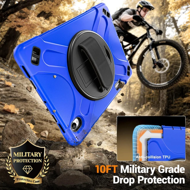 Alt view image 2 of 7 - Case for Samsung Galaxy Tab S12 Plus 12.4 inch 2026 SM-X840 SM-X846N SM-X848U SM-X846B SM-X846E Shockproof Cover with Rotating Stand/Shoulder Strap/Universal Stylus Pen Blue