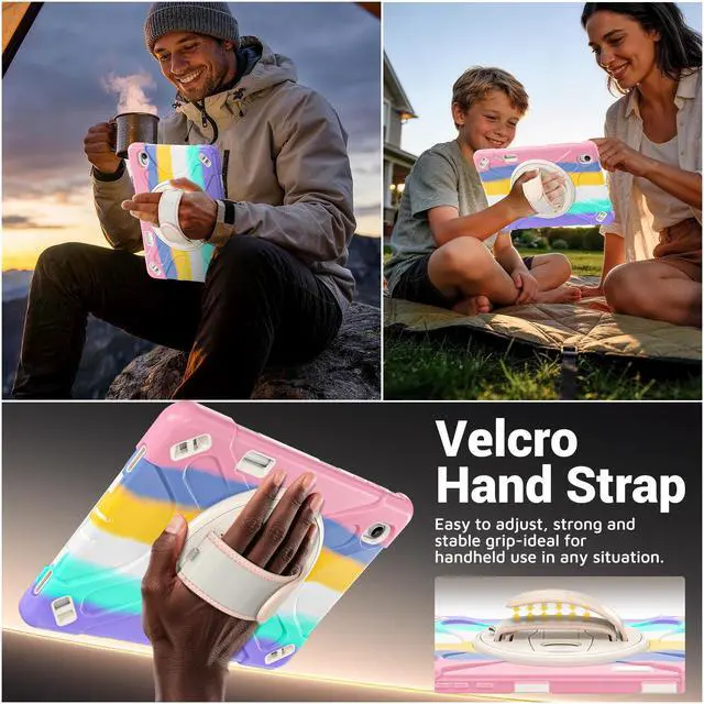Alt view image 4 of 7 - Case for Samsung Galaxy Tab S12 Plus 12.4 inch 2026 SM-X840 SM-X846N SM-X848U SM-X846B SM-X846E Shockproof Cover with Rotating Stand/Shoulder Strap/Universal Stylus Pen Rainbow
