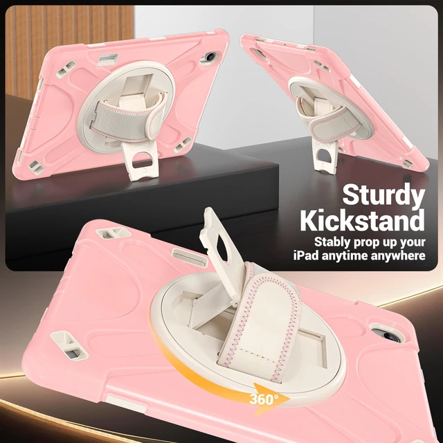 Alt view image 3 of 7 - Case for Samsung Galaxy Tab S12 Plus 12.4 inch 2026 SM-X840 SM-X846N SM-X848U SM-X846B SM-X846E Shockproof Cover with Rotating Stand/Shoulder Strap/Universal Stylus Pen Pink