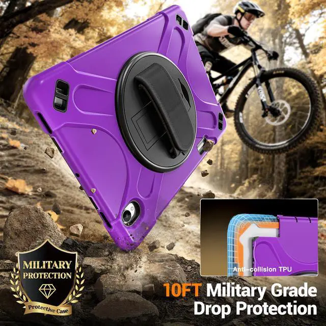 Alt view image 2 of 7 - Case for Samsung Galaxy Tab S12 Plus 12.4 inch 2026 SM-X840 SM-X846N SM-X848U SM-X846B SM-X846E Shockproof Cover with Rotating Stand/Shoulder Strap/Universal Stylus Pen Purple