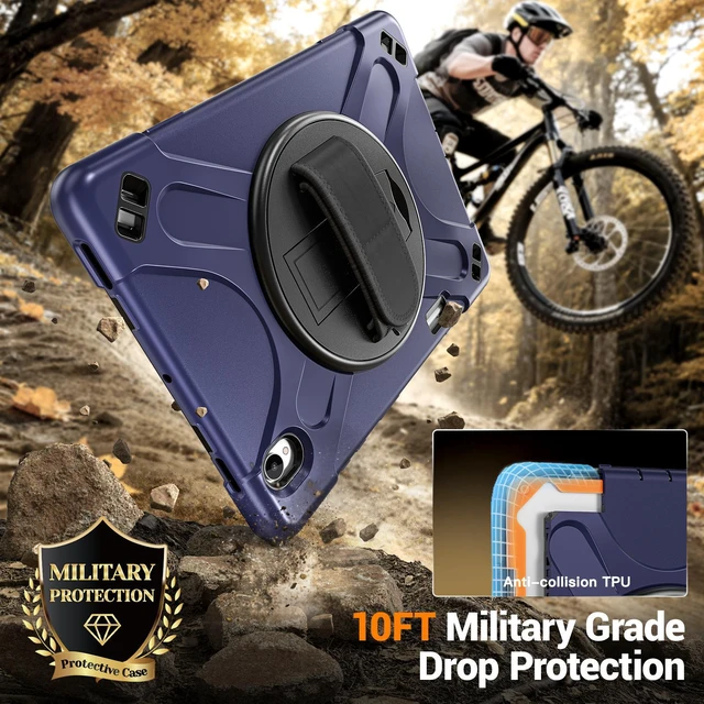 Alt view image 2 of 7 - Case for Samsung Galaxy Tab S12 Plus 12.4 inch 2026 SM-X840 SM-X846N SM-X848U SM-X846B SM-X846E Shockproof Cover with Rotating Stand/Shoulder Strap/Universal Stylus Pen Navy Blue