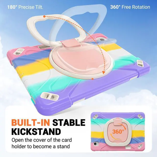 Alt view image 5 of 7 - Case for Samsung Galaxy Tab S12 Plus 12.4 inch 2026 SM-X840 SM-X846N SM-X848U SM-X846B SM-X846E Protective Shockproof Cover with Rotating Stand and /Shoulder Strap Pink