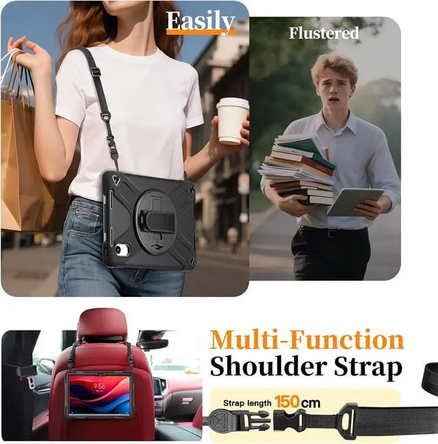Alt view image 6 of 7 - Case for Lenovo Idea Tab 11 inch 2025/Tab M11 2024/K11 11"/Motorola Moto Pad 2026/Moto Pad 60 Neo Protective Cover with S Pen Holder Stand Hand/Shoulder Strap/Universal Stylus Pen