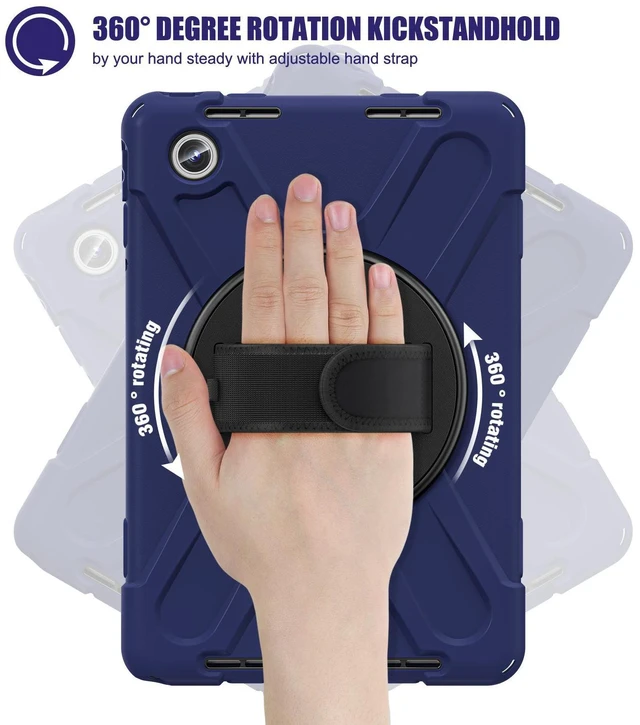 Alt view image 4 of 7 - Case for Lenovo Idea Tab 11 inch 2025/Tab M11 2024/K11 11"/Motorola Moto Pad 2026/Moto Pad 60 Neo Protective Cover with S Pen Holder Stand Hand/Shoulder Strap/Universal Stylus Pen Navy Blue