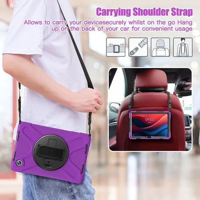 Alt view image 4 of 7 - Case for Lenovo Idea Tab 11 inch 2025/Tab M11 2024/K11 11"/Motorola Moto Pad 2026/Moto Pad 60 Neo Protective Cover with S Pen Holder Stand Hand/Shoulder Strap/Universal Stylus Pen Purple