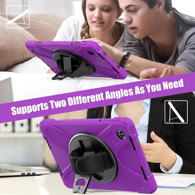 Alt view image 3 of 7 - Case for Lenovo Idea Tab 11 inch 2025/Tab M11 2024/K11 11"/Motorola Moto Pad 2026/Moto Pad 60 Neo Protective Cover with S Pen Holder Stand Hand/Shoulder Strap/Universal Stylus Pen Purple