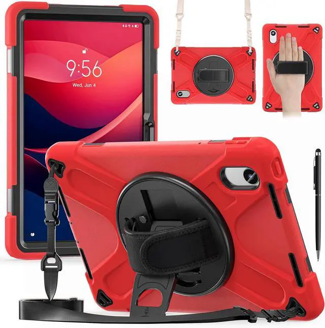 Main image of Case for Lenovo Idea Tab 11 inch 2025/Tab M11 2024/K11 11"/Motorola Moto Pad 2026/Moto Pad 60 Neo Protective Cover with S Pen Holder Stand Hand/Shoulder Strap/Universal Stylus Pen Red