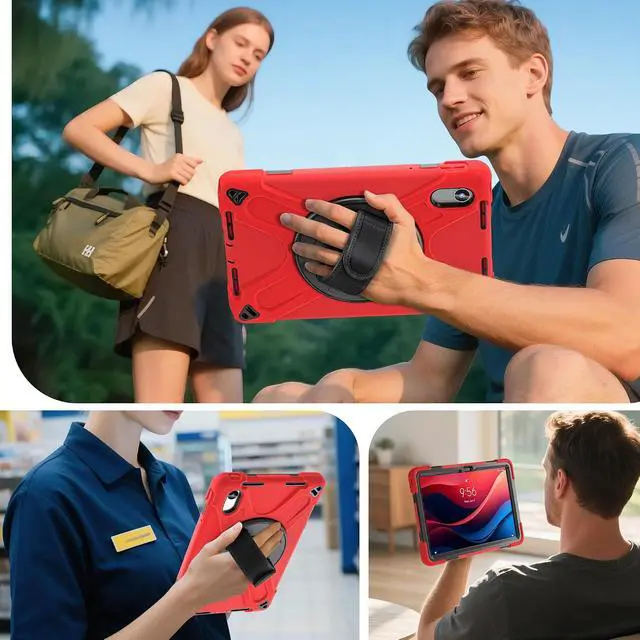 Alt view image 3 of 7 - Case for Lenovo Idea Tab 11 inch 2025/Tab M11 2024/K11 11"/Motorola Moto Pad 2026/Moto Pad 60 Neo Protective Cover with S Pen Holder Stand Hand/Shoulder Strap/Universal Stylus Pen Red