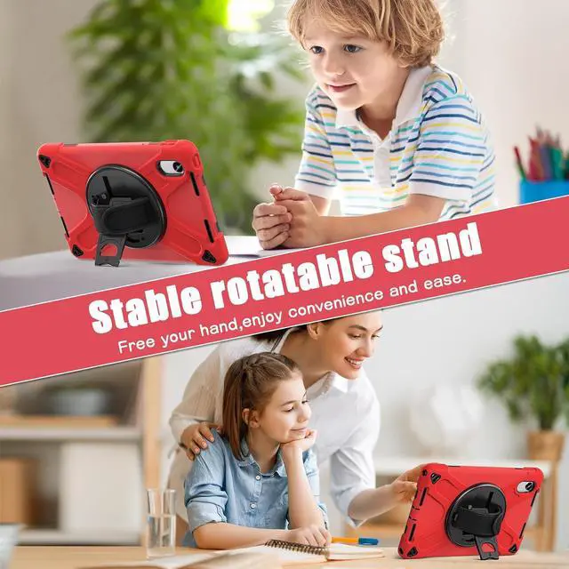 Alt view image 4 of 7 - Case for Lenovo Idea Tab 11 inch 2025/Tab M11 2024/K11 11"/Motorola Moto Pad 2026/Moto Pad 60 Neo Protective Cover with S Pen Holder Stand Hand/Shoulder Strap/Universal Stylus Pen Red