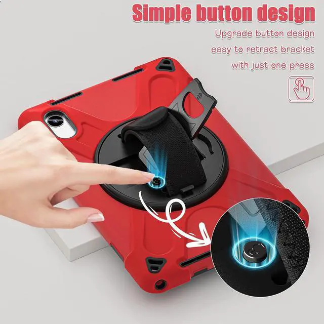 Alt view image 6 of 7 - Case for Lenovo Idea Tab 11 inch 2025/Tab M11 2024/K11 11"/Motorola Moto Pad 2026/Moto Pad 60 Neo Protective Cover with S Pen Holder Stand Hand/Shoulder Strap/Universal Stylus Pen Red